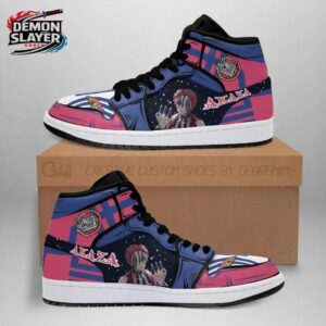 Navy Pink Portrait Akaza High-Top Leather Sneakers – Demon Slayer Akaza Shoes