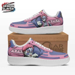 Pink Blue Portrait Akaza Low-Top Leather Sneakers – Demon Slayer Akaza Shoes