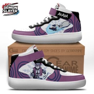 Purple White Swirl Strap Akaza Mid-Top Leather Sneakers – Demon Slayer Akaza Shoes