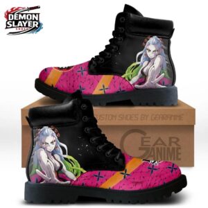 Black Pink Portrait Daki Combat Boots – Demon Slayer Daki Shoes