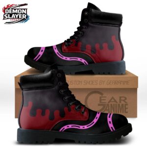 Black Red Purple Drip Douma Combat Boots – Demon Slayer Douma Shoes