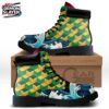 Giyu Water Pattern Combat Boots – Burgundy Green Demon Slayer Shoes