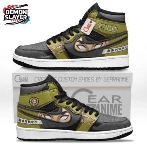 Olive Green Prayer Bead Eye Symbol Gyomei High-Top Leather Sneakers – Demon Slayer Gyomei Himejima Shoes
