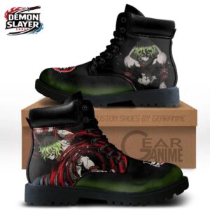 Black Green Blood Spiral Gyutaro Combat Boots – Demon Slayer Gyutaro Shoes