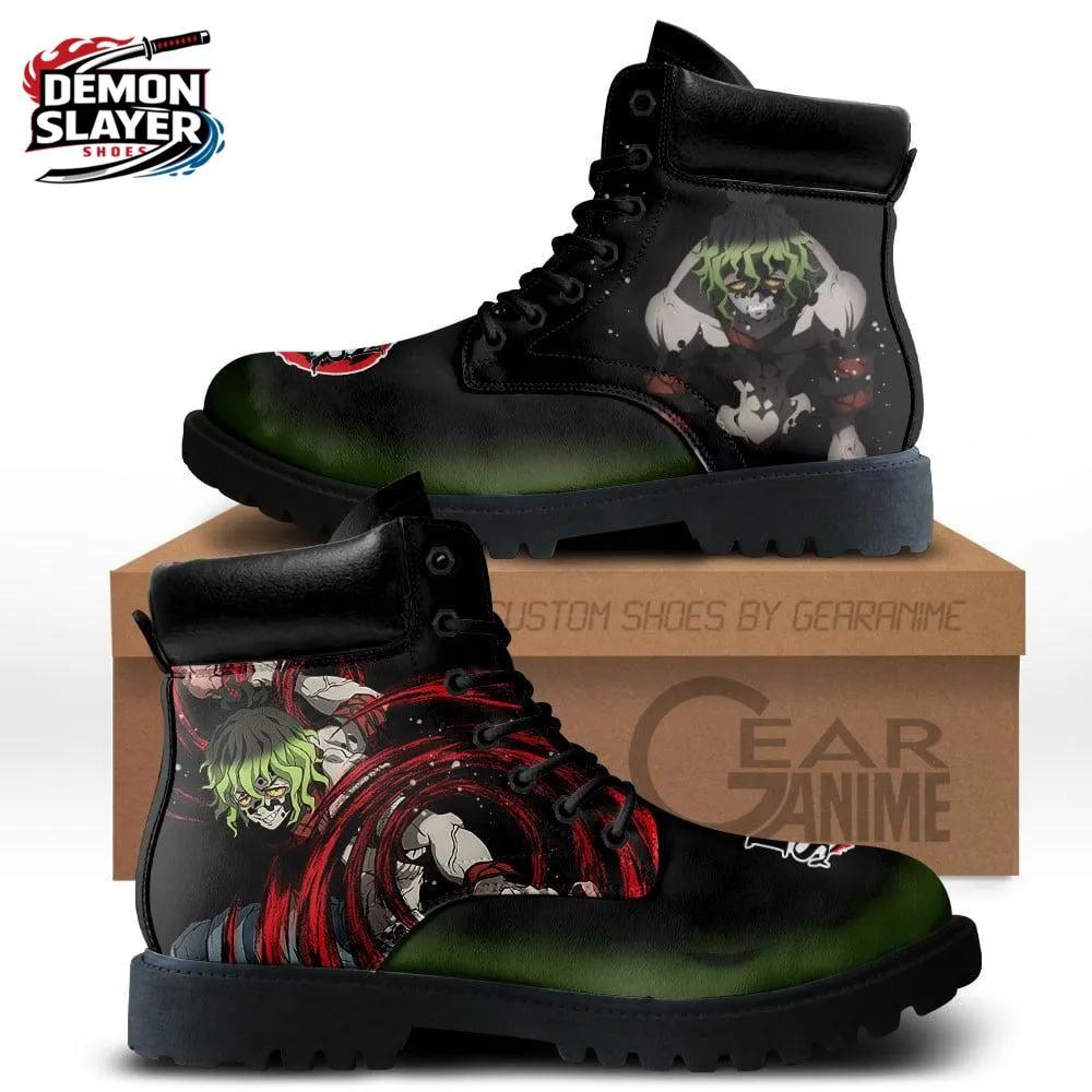 Black Green Blood Spiral Gyutaro Combat Boots – Demon Slayer Gyutaro Shoes Black Green Blood Spiral Gyutaro Combat Boots – Demon Slayer Gyutaro Shoes