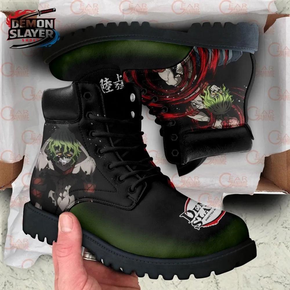 Black Green Blood Spiral Gyutaro Combat Boots – Demon Slayer Gyutaro Shoes Black Green Blood Spiral Gyutaro Combat Boots – Demon Slayer Gyutaro Shoes