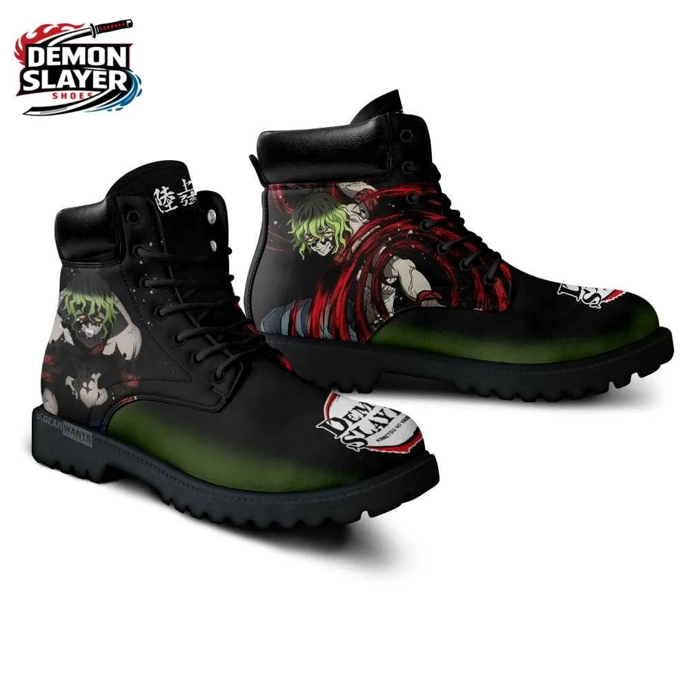 Black Green Blood Spiral Gyutaro Combat Boots – Demon Slayer Gyutaro Shoes Black Green Blood Spiral Gyutaro Combat Boots – Demon Slayer Gyutaro Shoes