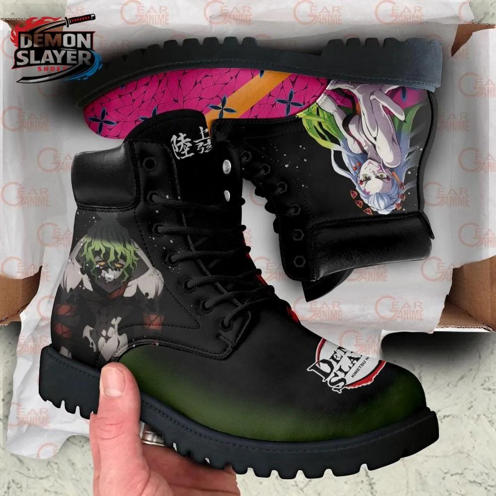 Black Green Pink Split Portrait Gyutaro Daki Combat Boots – Demon Slayer Gyutaro Shoes Black Green Pink Split Portrait Gyutaro Daki Combat Boots – Demon Slayer Gyutaro Shoes