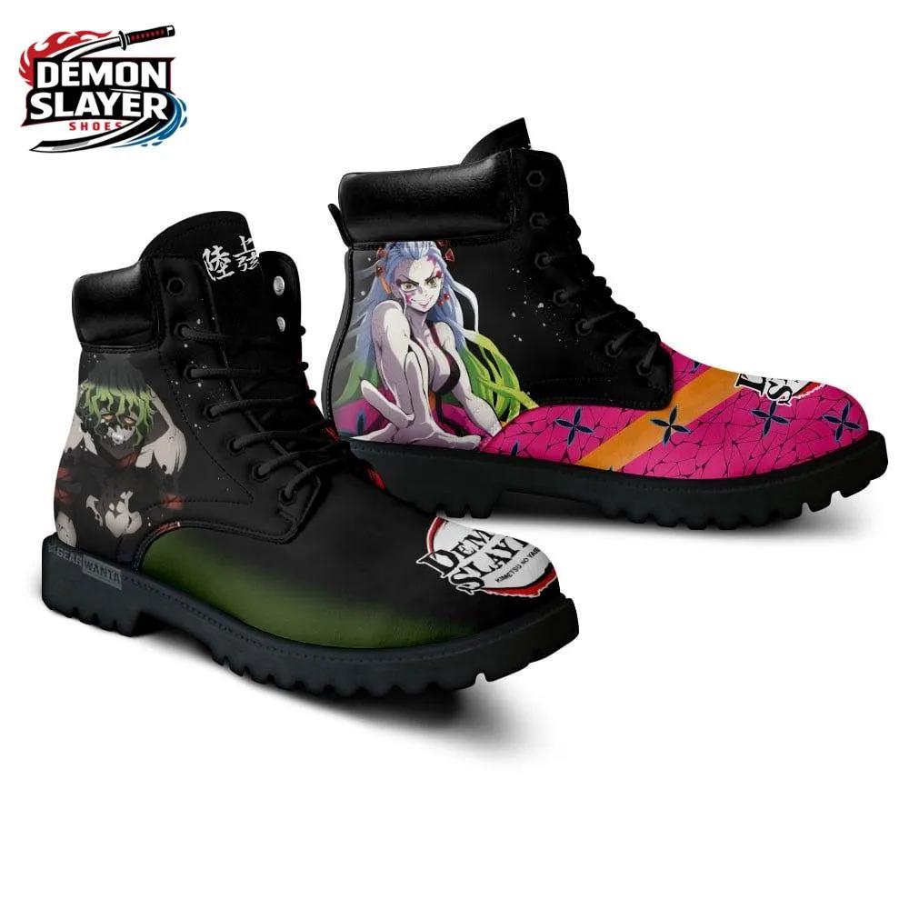 Black Green Pink Split Portrait Gyutaro Daki Combat Boots – Demon Slayer Gyutaro Shoes Black Green Pink Split Portrait Gyutaro Daki Combat Boots – Demon Slayer Gyutaro Shoes