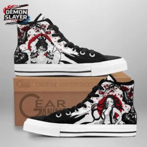 Black White Red Manga Sibling Gyutaro Daki High Tops Canvas Shoes – Demon Slayer Gyutaro Shoes
