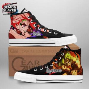 Black Red Split Portrait Gyutaro Daki High Tops Canvas Shoes – Demon Slayer Gyutaro Shoes