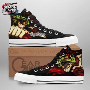Black Red Green Demon Portrait Gyutaro High Tops Canvas Shoes – Demon Slayer Gyutaro Shoes