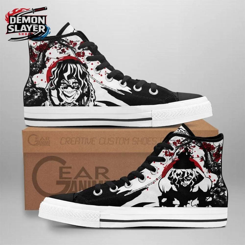 Black White Red Manga Portrait Gyutaro High Tops Canvas Shoes – Demon Slayer Gyutaro Shoes Black White Red Manga Portrait Gyutaro High Tops Canvas Shoes – Demon Slayer Gyutaro Shoes