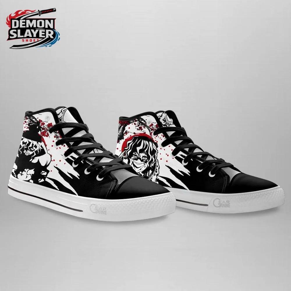 Black White Red Manga Portrait Gyutaro High Tops Canvas Shoes – Demon Slayer Gyutaro Shoes Black White Red Manga Portrait Gyutaro High Tops Canvas Shoes – Demon Slayer Gyutaro Shoes