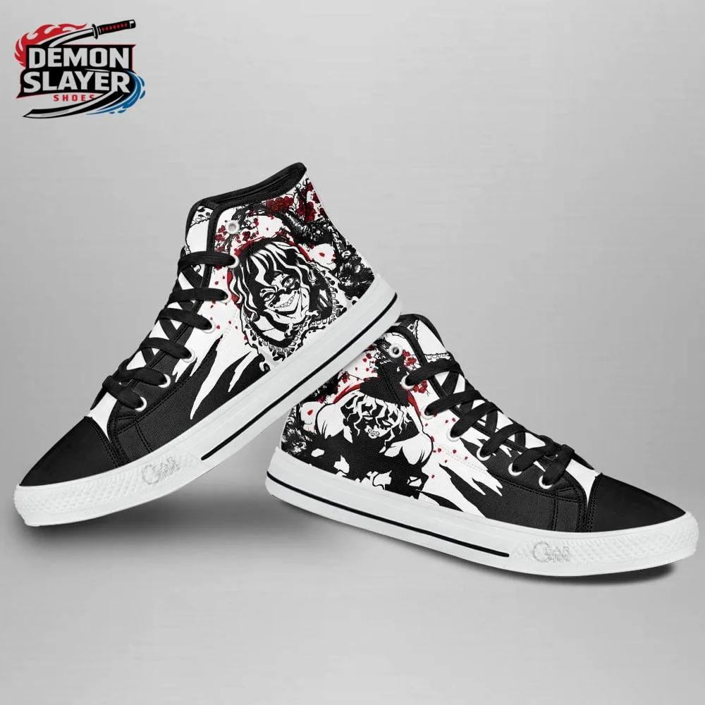 Black White Red Manga Portrait Gyutaro High Tops Canvas Shoes – Demon Slayer Gyutaro Shoes Black White Red Manga Portrait Gyutaro High Tops Canvas Shoes – Demon Slayer Gyutaro Shoes