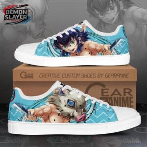 Aqua Blue Dual Portrait Geometric Inosuke Court Shoes – Demon Slayer Inosuke Hashibira Shoes