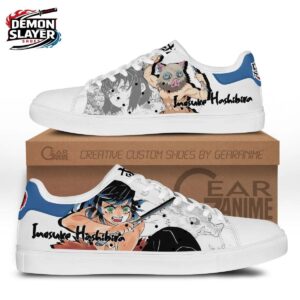 White Blue Dual Portrait Manga Inosuke Court Shoes – Demon Slayer Inosuke Hashibira Shoes