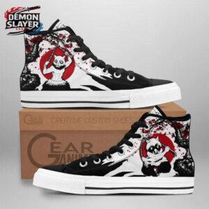 Black White Red Boar Mask Manga Inosuke High Tops Canvas Shoes – Demon Slayer Inosuke Hashibira Shoes
