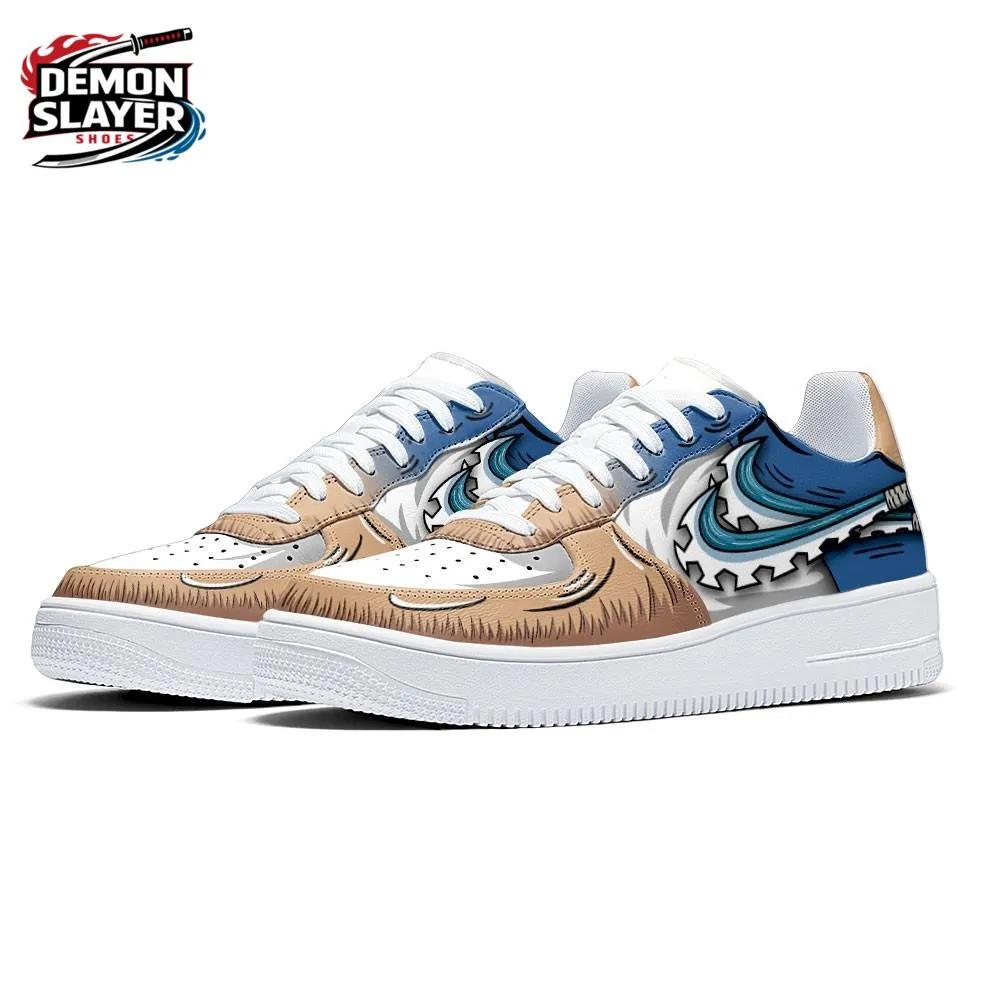 Blue Tan Boar Fur Blade Inosuke Low-Top Leather Sneakers – Demon Slayer Inosuke Hashibira Shoes Blue Tan Boar Fur Blade Inosuke Low-Top Leather Sneakers – Demon Slayer Inosuke Hashibira Shoes