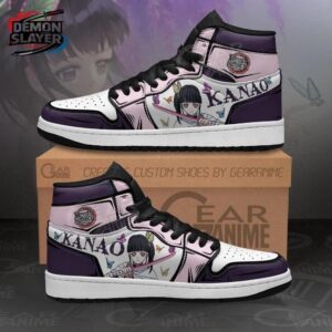 Pink Purple Butterfly Portrait Kanao High-Top Leather Sneakers – Demon Slayer Kanao Tsuyuri Shoes