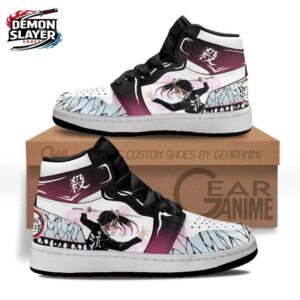 White Burgundy Butterfly Portrait Kanao High-Top Leather Sneakers – Demon Slayer Kanao Tsuyuri Shoes