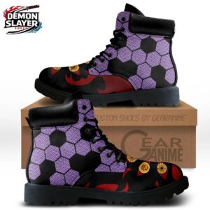 Purple Hexagon Red Eye Kokushibo Combat Boots – Demon Slayer Kokushibo Shoes