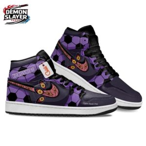 Purple Black Hexagon Eye Blade Kokushibo High-Top Leather Sneakers – Demon Slayer Kokushibo Shoes