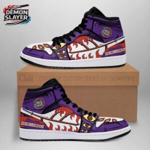 Purple White Red Eye Blade Kokushibo High-Top Leather Sneakers – Demon Slayer Kokushibo Shoes