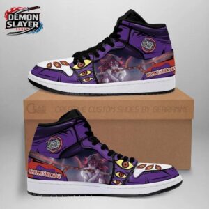 Purple Six Eye Portrait Kokushibo High-Top Leather Sneakers – Demon Slayer Kokushibo Shoes