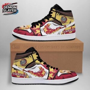 Kyojuro Rengoku High-Top Leather Sneakers Demon Slayer Exclusive Anime Gift For Fans 1