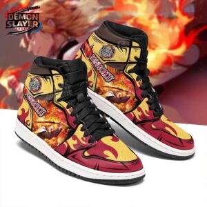 Kyojuro Rengoku High-Top Leather Sneakers Demon Slayer Limited Otaku Fashion Shoes 1