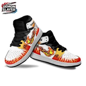 Kyojuro Rengoku High-Top Leather Sneakers Demon Slayer Stylish Collector Anime Sneakers 1