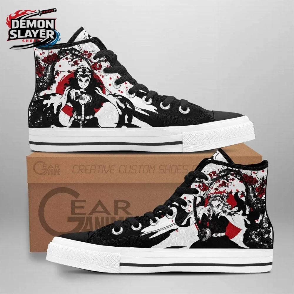 Black White Red Manga Portrait Rengoku High Tops Canvas Shoes – Demon Slayer Rengoku Shoes Black White Red Manga Portrait Rengoku High Tops Canvas Shoes – Demon Slayer Rengoku Shoes