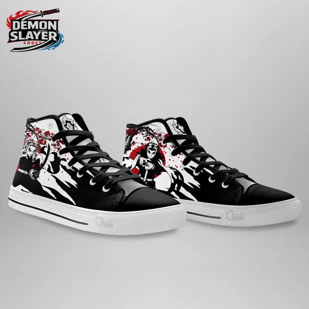 Black White Red Manga Portrait Rengoku High Tops Canvas Shoes – Demon Slayer Rengoku Shoes Black White Red Manga Portrait Rengoku High Tops Canvas Shoes – Demon Slayer Rengoku Shoes