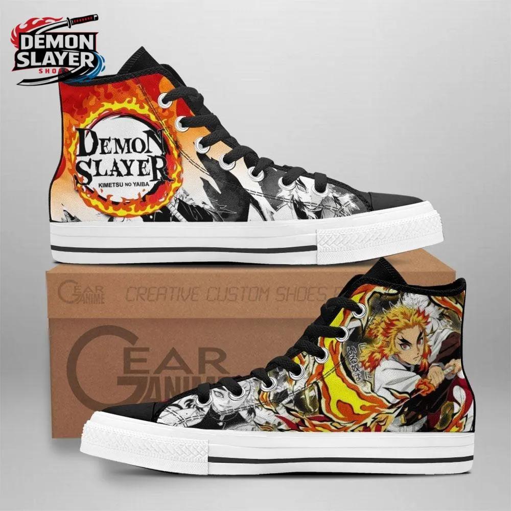 Orange Black Flame Manga Rengoku High Tops Canvas Shoes – Demon Slayer Rengoku Shoes Orange Black Flame Manga Rengoku High Tops Canvas Shoes – Demon Slayer Rengoku Shoes