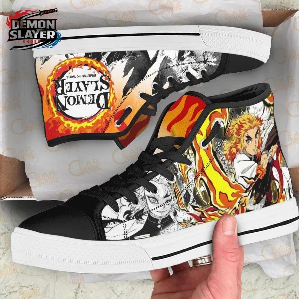 Orange Black Flame Manga Rengoku High Tops Canvas Shoes – Demon Slayer Rengoku Shoes Orange Black Flame Manga Rengoku High Tops Canvas Shoes – Demon Slayer Rengoku Shoes