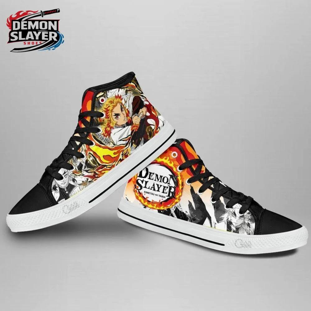 Orange Black Flame Manga Rengoku High Tops Canvas Shoes – Demon Slayer Rengoku Shoes Orange Black Flame Manga Rengoku High Tops Canvas Shoes – Demon Slayer Rengoku Shoes