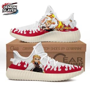 White Red Flame Kyojuro Rengoku Mesh Runners Shoes – Demon Slayer Rengoku Shoes