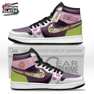 Pink Green Eye Heart Mitsuri High-Top Leather Sneakers – Demon Slayer Mitsuri Shoes