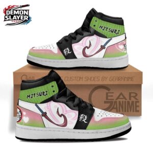 Pink Green Love Sword Mitsuri High-Top Leather Sneakers – Demon Slayer Mitsuri Shoes