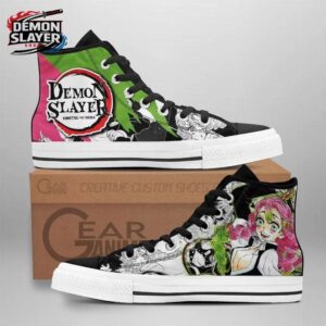 Pink Green Manga Portrait Mitsuri High Tops Canvas Shoes – Demon Slayer Mitsuri Shoes