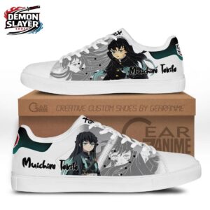White Gray Manga Portrait Muichiro Court Shoes – Demon Slayer Muichiro Shoes