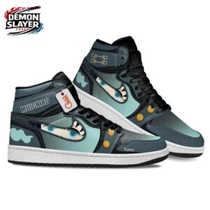Dark Teal Eye Mist Muichiro High-Top Leather Sneakers – Demon Slayer Muichiro Shoes