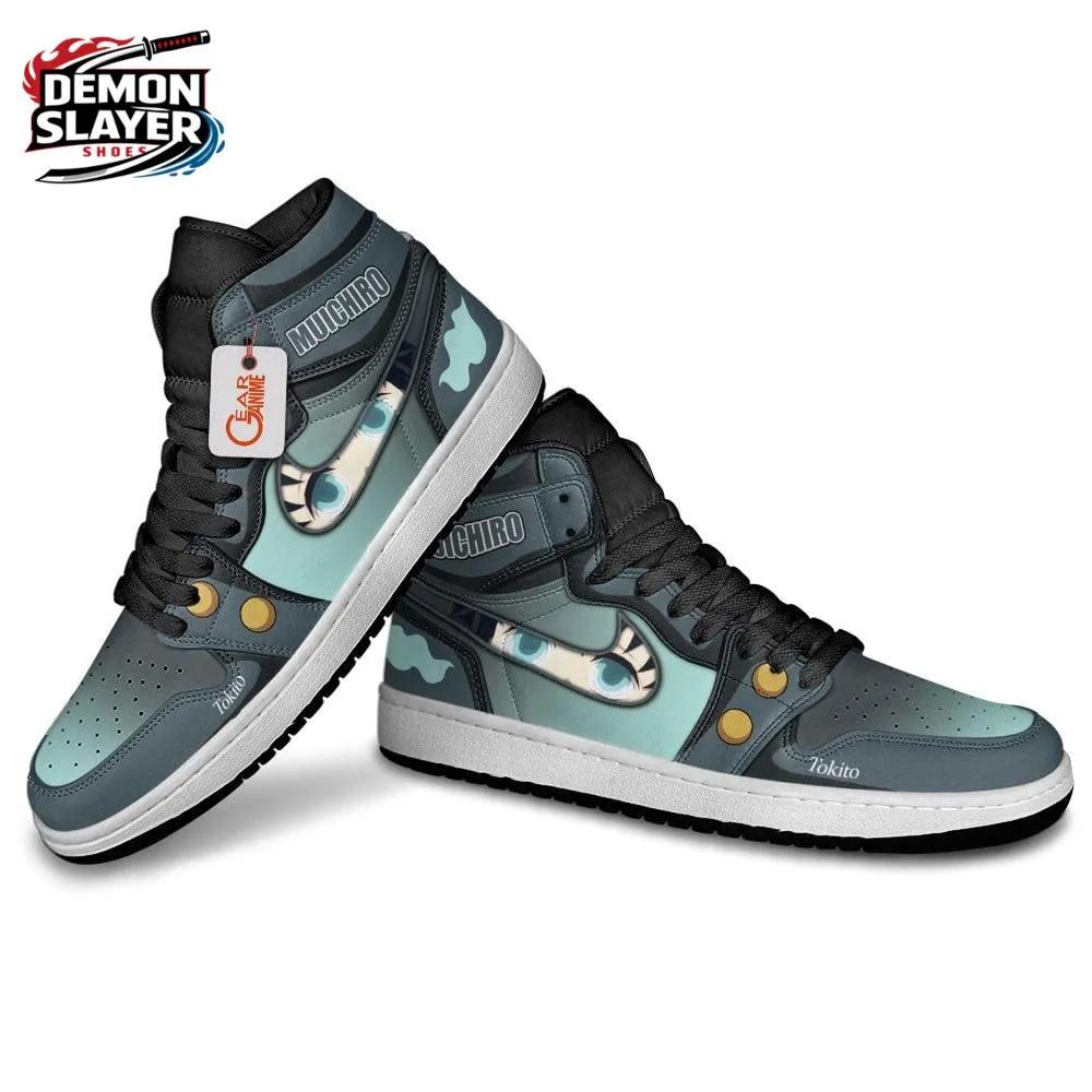 Dark Teal Eye Mist Muichiro High-Top Leather Sneakers – Demon Slayer Muichiro Shoes Dark Teal Eye Mist Muichiro High-Top Leather Sneakers – Demon Slayer Muichiro Shoes