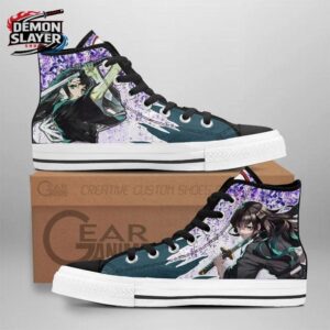 Teal Purple Mist Portrait Muichiro High Tops Canvas Shoes – Demon Slayer Muichiro Shoes