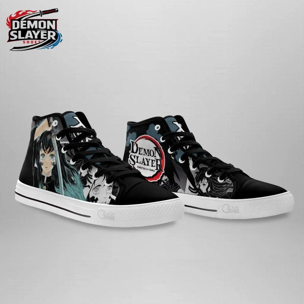 Black Teal Manga Portrait Logo Muichiro High Tops Canvas Shoes – Demon Slayer Muichiro Shoes Black Teal Manga Portrait Logo Muichiro High Tops Canvas Shoes – Demon Slayer Muichiro Shoes