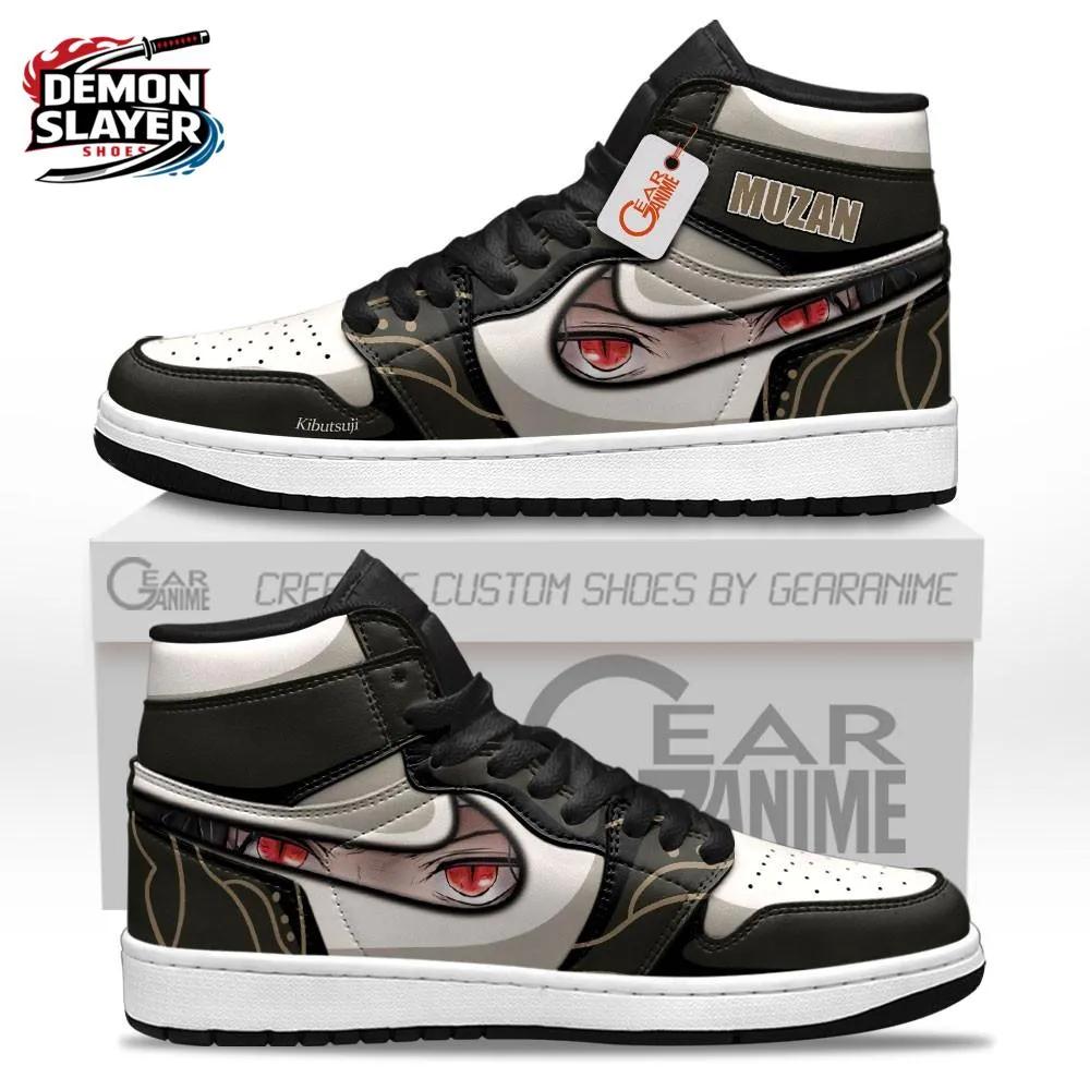 Black White Red Eye Muzan High-Top Leather Sneakers – Demon Slayer Muzan Kibutsuji Shoes Black White Red Eye Muzan High-Top Leather Sneakers – Demon Slayer Muzan Kibutsuji Shoes