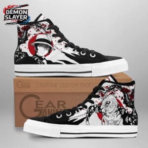 Black White Red Circle Dual Portrait Muzan High Tops Canvas Shoes – Demon Slayer Muzan Kibutsuji Shoes