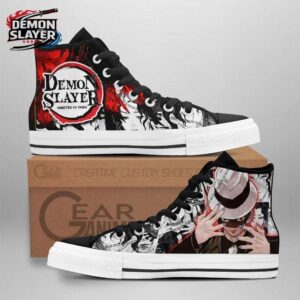 Red Black Manga Portrait Muzan High Tops Canvas Shoes – Demon Slayer Muzan Kibutsuji Shoes