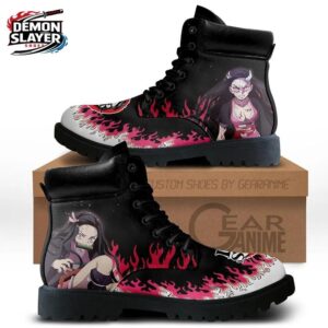 Black Pink Dual Form Nezuko Combat Boots – Demon Slayer Nezuko Shoes